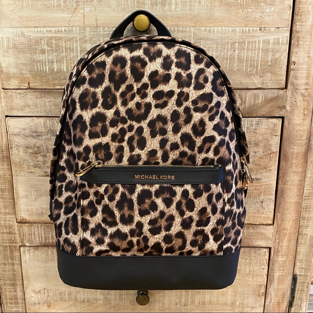 MICHAEL KORS Nylon Leopard Print Morgan Backpack
